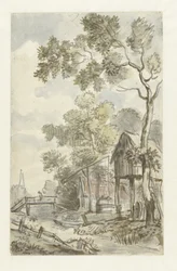 Ontwerp voor behangselschildering met Hollands landschap