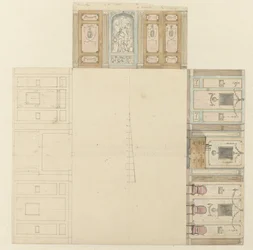 Ontwerp voor de decoratie van drie wanden van een kamer