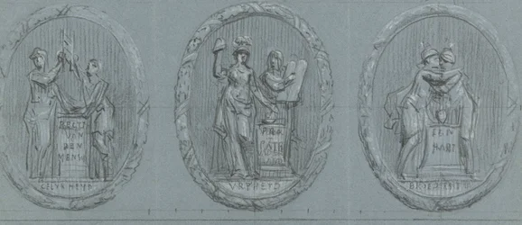 Ontwerpen voor drie medaillons: Vrijheid, Gelijkheid en Broederschap
