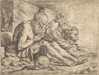 De heilige Hiëronymus lezend