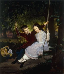 Alexander en Fanny op een schommel, 1847