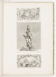 Ornament Paneel met Schelpfontein Geflankeerd door Guirlandes en Voluten, pl. 22 in Oeuvre de Juste-Aurèle