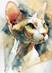 Sphynx-kat met groene ogen