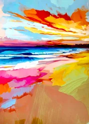 Levendige zonsondergang op het strand