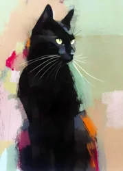 Levendige zwarte kat
