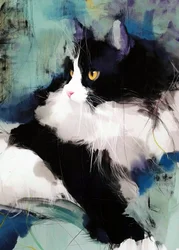 Levendig portret van een Tuxedo-kat