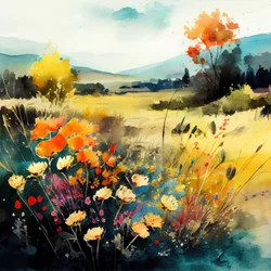 Kleurrijk veld met wilde bloemen