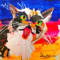 Kleurrijke abstracte kat