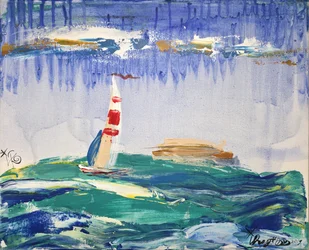 Zeilboot op de golven