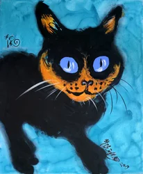 Levendige kat met blauwe ogen