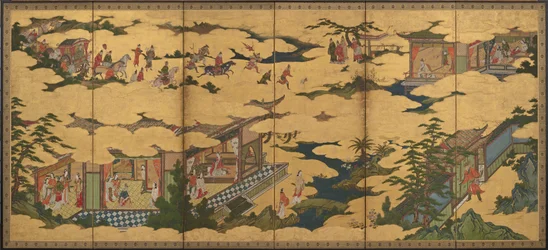 Scènes uit het leven van de Ming Huang-keizer en Yang Guifei, Momoyama-periode, eind 16e-begin 17e eeuw