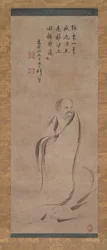 Bodhidharma steekt de Yangzi-rivier over op een riet, laat 16e eeuw