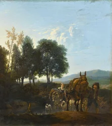 Landschap met ezeldrijver