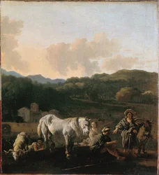 Boeren en een wit paard