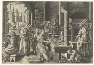 Haspelen van de zijde (Introductie van de zijderups en de zijdeproductie in Europa) (Vermis Sericus)