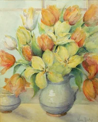 Mendel en Darwin Tulpen op een Vensterbank