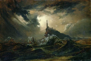 Stormachtige zee met Vuurtoren