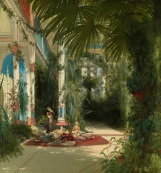Het interieur van het Palmenhuis op het Pfaueninsel nabij Potsdam, 1834