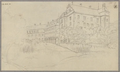 Gezicht op een kasteel met renaissancegevels in Silezië of Bohemen