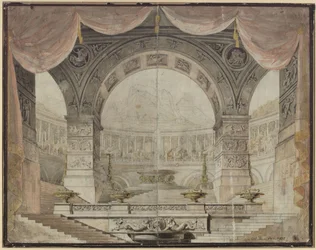 Armida. Opera van Christoph Willibald Gluck. Ontwerp voor het 7e decor. Praalzaal in Armida