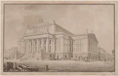 Berlijn. Schauspielhaus aan de Gendarmenmarkt. Perspectivisch aanzicht