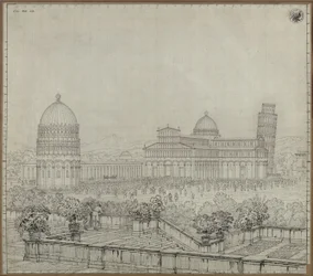 “De kathedraal, de Scheve Toren, het Camposanto en het Baptisterium in Pisa”