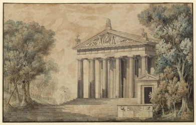 Iphigenia op Tauris. Toneelstuk van Johann Wolfgang von Goethe. Ontwerp voor een decor. Tempel van Diana