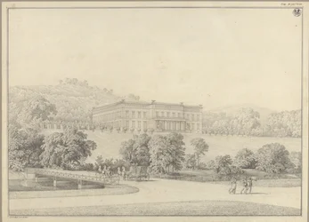Kressendorf (Krzeszowice) bij Krakau. Kasteel. Perspectivisch aanzicht