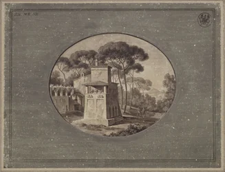 ‘Melkerij in het dennenbos van Villa Borghese bij Rome’ / Het Casa Cenci in het park van Villa Borghese in Rome