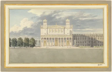 De gevel en omgeving van een kathedraal voor Berlijn
