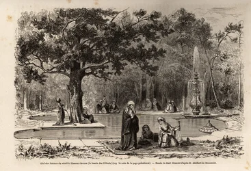 De kief van de vrouwen van het serail in Flamour-Javuzu, in het paleis van Constantinopel (het huidige Istanboel). Gravure in Le tour du monde.