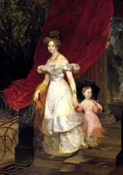 Portret van Groothertogin Elena Pavlovna van Rusland met haar dochter Maria