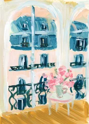Acrylschilderij van een appartement in Parijs