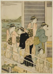 Vrouwen op een Balkon van een Yoshiwara Theehuis
