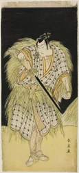 Acteurs Mimasu Tokujirô I als Hayano Kampei (Links) en Nakayama Kojûrô VI als Ono Sadakurô (Rechts) in "Schatkist van de 47 trouwe bedienden" ("Kanadehon chûshingura")