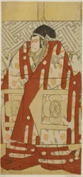 De acteur Ichikawa Danjuro V als Kudo Suketsune in het toneelstuk Koi no Yosuga Kanegaki Soga, opgevoerd in het Ichimura Theater in de eerste maand, 1789