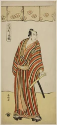 De acteur Matsumoto Koshiro IV als An no Heibei in het toneelstuk Edo no Fuji Wakayagi Soga, opgevoerd in het Nakamura Theater in de eerste maand, 1789