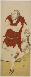 De acteur Onoe Matsusuke I als een bedelmonnik (Gannin Bozu) in het toneelstuk Keisei Ide no Yamabuki, opgevoerd in het Nakamura Theater in de vijfde maand, 1787