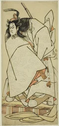 De acteur Onoe Matsusuke I als Ashikaga Takauji in het stuk Kumoi no Hana Yoshino no Wakamusha, uitgevoerd in het Nakamura Theater in de elfde maand, 1786