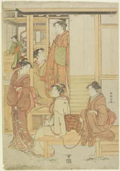 Een groep dames op een veranda, c. 1780-1795