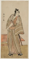 Ichikawa Yaozo II als een Otokodate Staand bij een Bankje