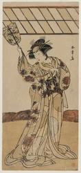 Segawa Kikunojo II als scheidsrechter van een worstelwedstrijd, ca. late 1770s