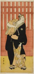 De Acteur Ichimura Uzaemon IX als Soga no Goro Tokimune Vermomd als Agemaki no Sukeroku in het Toneelstuk Sukeroku Yukari no Edo-zakura, Opgevoerd in het Ichimura Theater in de Vijfde Maand, 1782