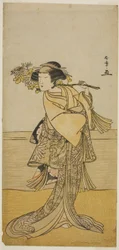 De Acteur Nakamura Tomijuro I als een Vrouwelijke Vos van Mt. Ubagadake in het Toneelstuk Chigo Torii Tobiiri Kitsune, Opgevoerd in het Ichimura Theater in de Elfde Maand, 1777
