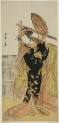 De Acteur Segawa Kikunojo III als Michichiba in het Toneelstuk Azuma no Mori Sakae Kusunoki, Opgevoerd in het Ichimura Theater in de Elfde Maand, 1779