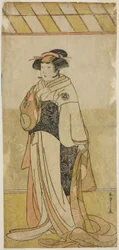 De Acteur Yamashita Kinsaku II als Dame Manko (Manko Gozen) in het Stuk Hatsumombi Kuruwa Soga, Opgevoerd in het Nakamura Theater in de Eerste Maand, 1780