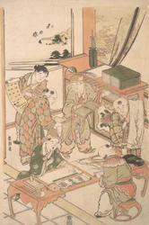 Chinese jongens leren schrijven en schilderen, ca. 1785
