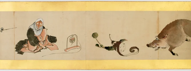 Detail van Handrol met Diverse Beelden, Edo Periode