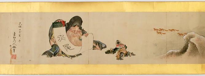 Handrol met diverse afbeeldingen, Edo-periode, 1839 inkt en kleur op papier (detail)