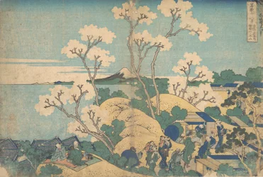 Fuji vanaf Gotenyama bij Shinagawa op de Tokaido Tokaido Shinagawa Gotenyama no Fuji, ca. 1830-32